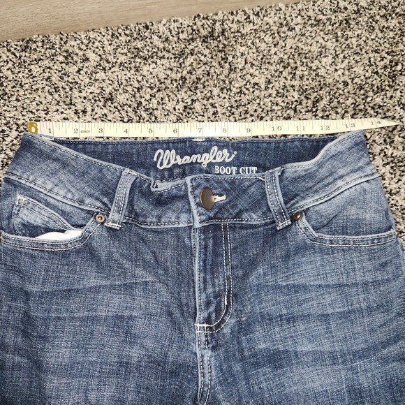 wrangler boot cut jeans women Sz 5x34 Darkwash Stretch Faded Front Western Rodeo - Picture 7 of 7